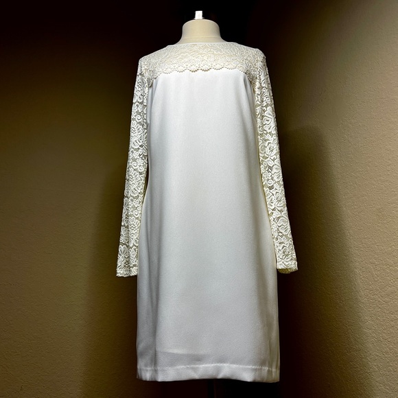 Laundry Shelli Segal Ivory Dress Size 12 Bride Lace Shift BHLDN Wedding Formal - Picture 3 of 15